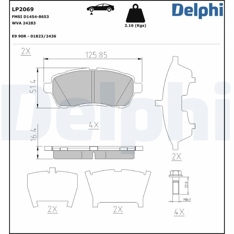 DELPHI LP2069 Brake pad set, disc brake