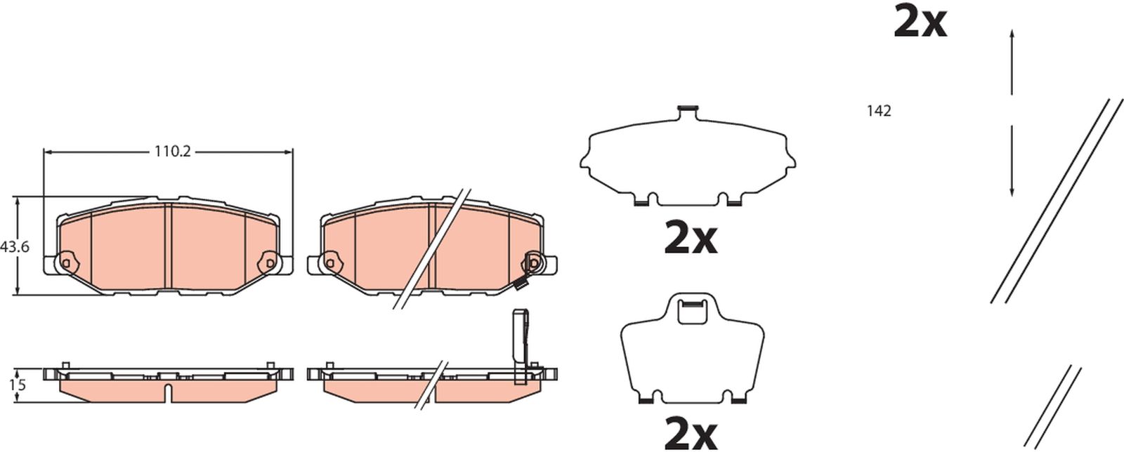 TRW GDB2455 Brake pad set, disc brake
