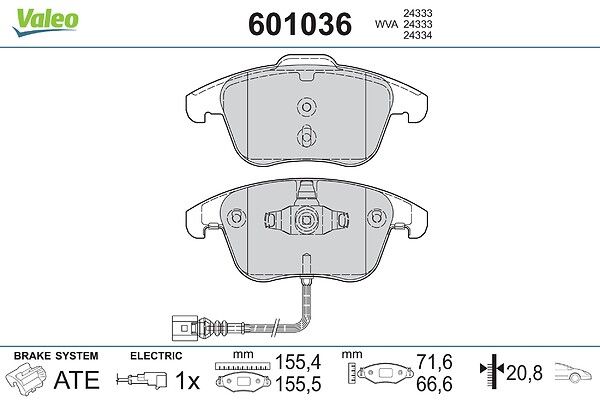 VALEO 601036 Brake pad set, disc brake