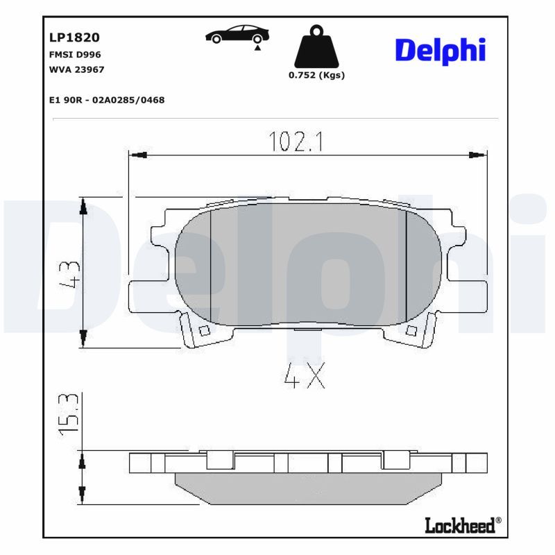 DELPHI LP1820 Brake pad set, disc brake
