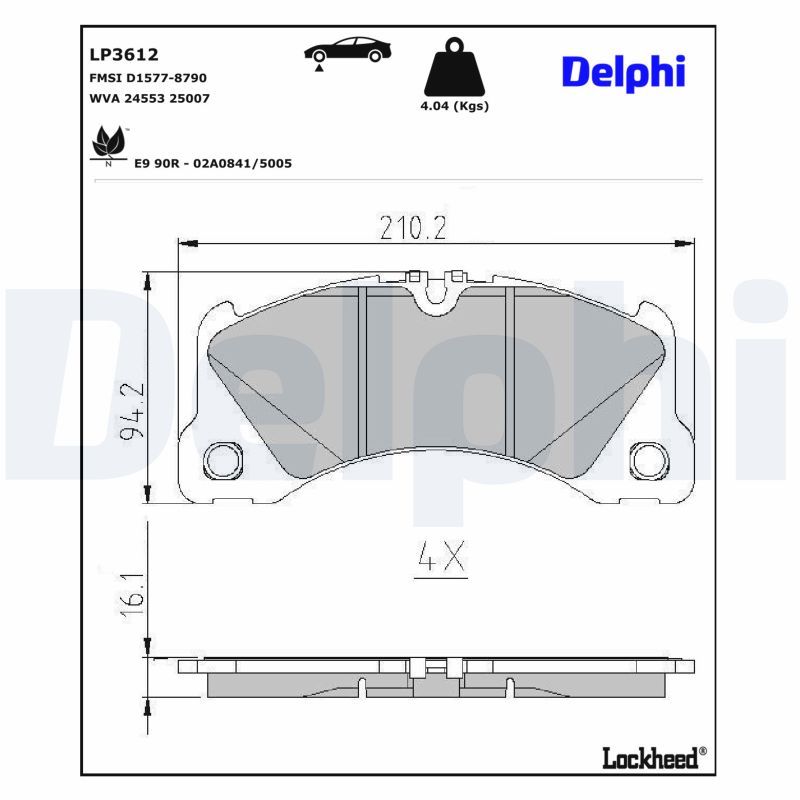 DELPHI LP3612 Brake pad set, disc brake