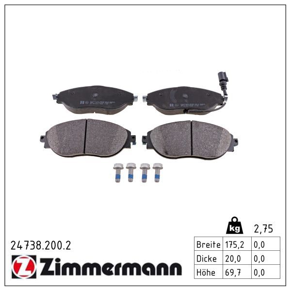 ZIMMERMANN 24738.200.2 Brake pad set, disc brake