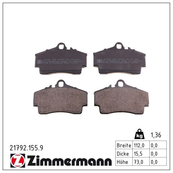 ZIMMERMANN 21792.155.9 Brake pad set, disc brake