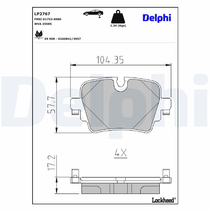DELPHI LP2767 Brake pad set, disc brake