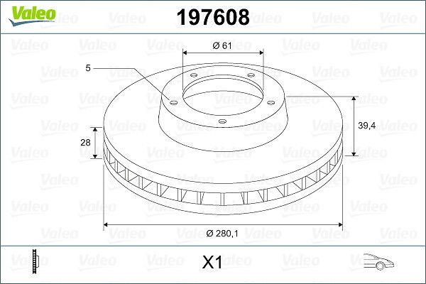 VALEO 197608 Brake disc