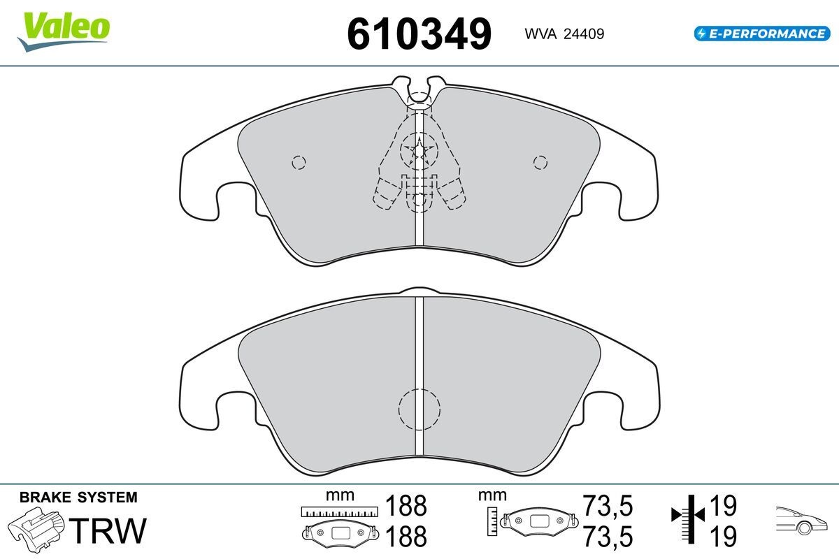 VALEO 610349 Brake pad set, disc brake