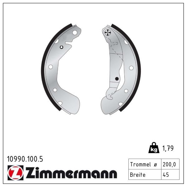 ZIMMERMANN 10990.100.5 Brake shoe set
