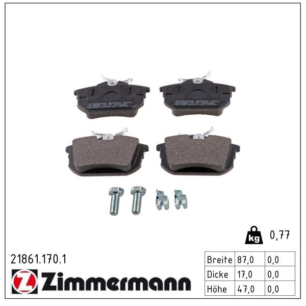 ZIMMERMANN 21861.170.1 Brake pad set, disc brake