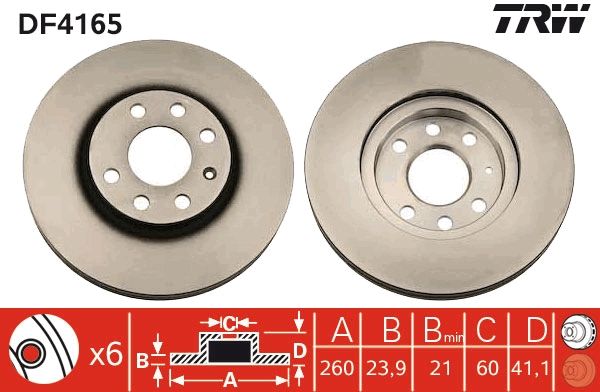 TRW DF4165 Brake disc