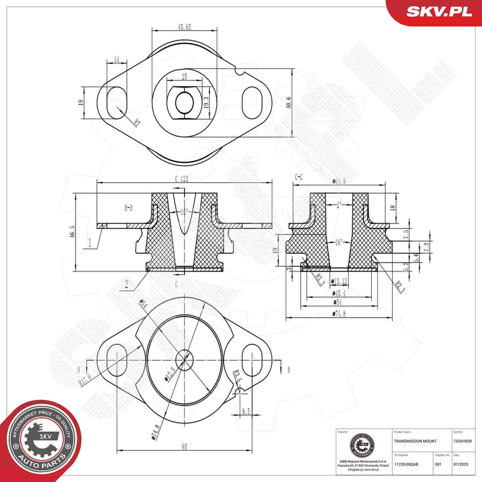ESEN SKV 75SKV839 Mounting, automatic transmission