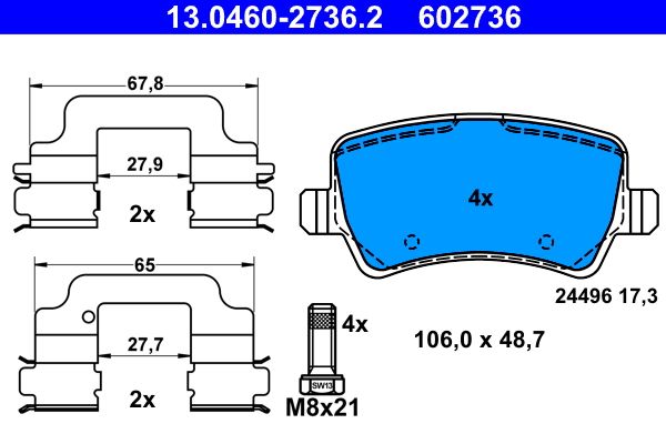 ATE 13.0460-2736.2 Brake pad set, disc brake