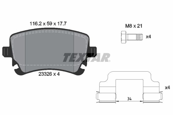 TEXTAR 2332607 Brake pad set, disc brake