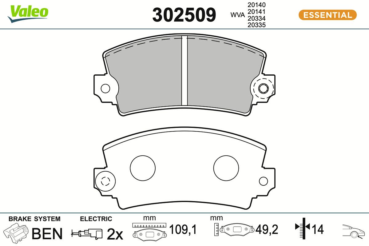 VALEO 302509 Brake pad set, disc brake