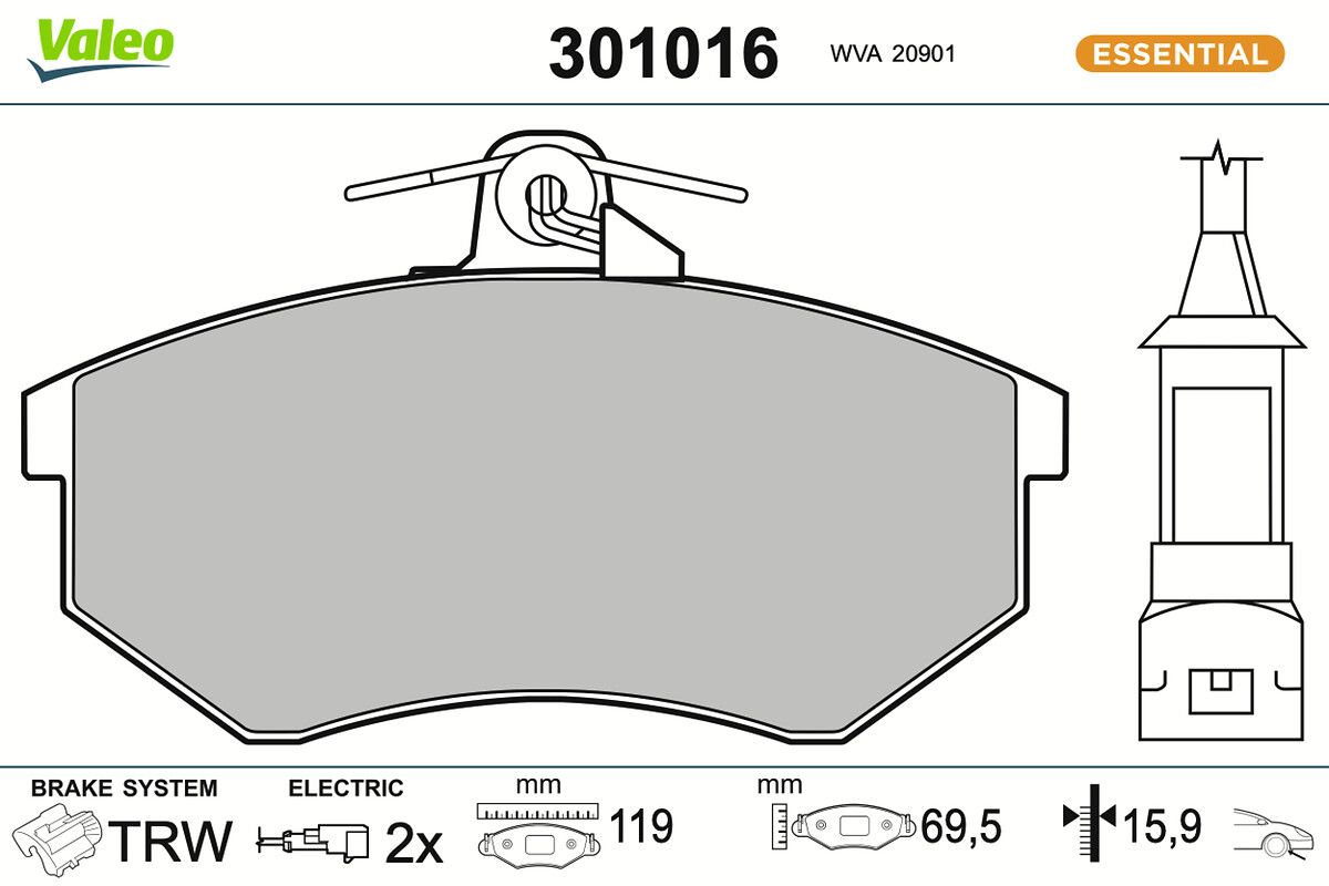 VALEO 301016 Brake pad set, disc brake