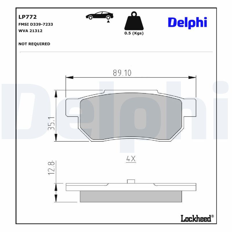 DELPHI LP772 Brake pad set, disc brake