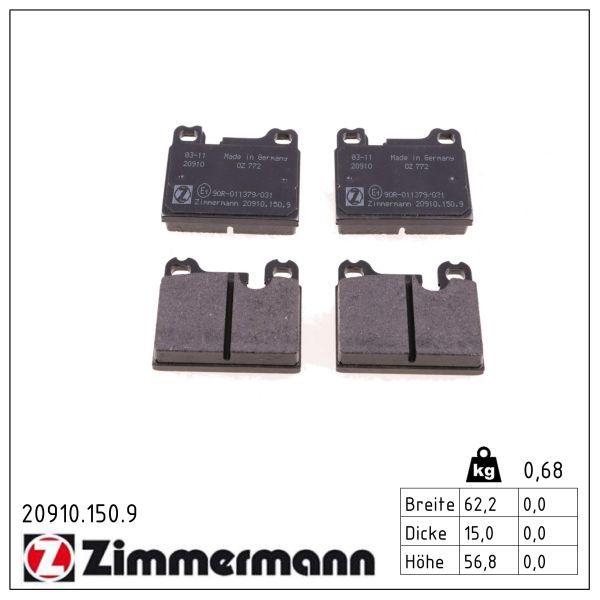 ZIMMERMANN 20910.150.9 Brake pad set, disc brake