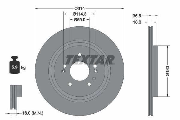TEXTAR 92347503 Brake disc