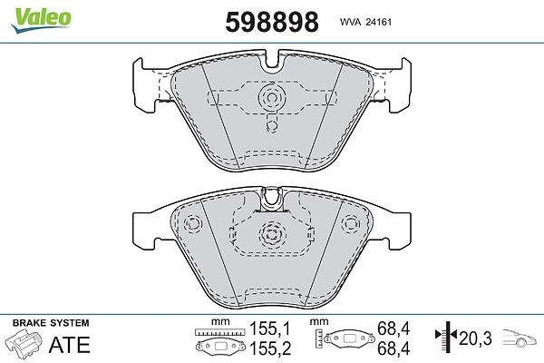 VALEO 598898 Brake pad set, disc brake