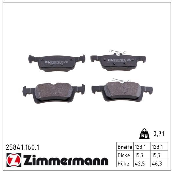 ZIMMERMANN 25841.160.1 Brake pad set, disc brake