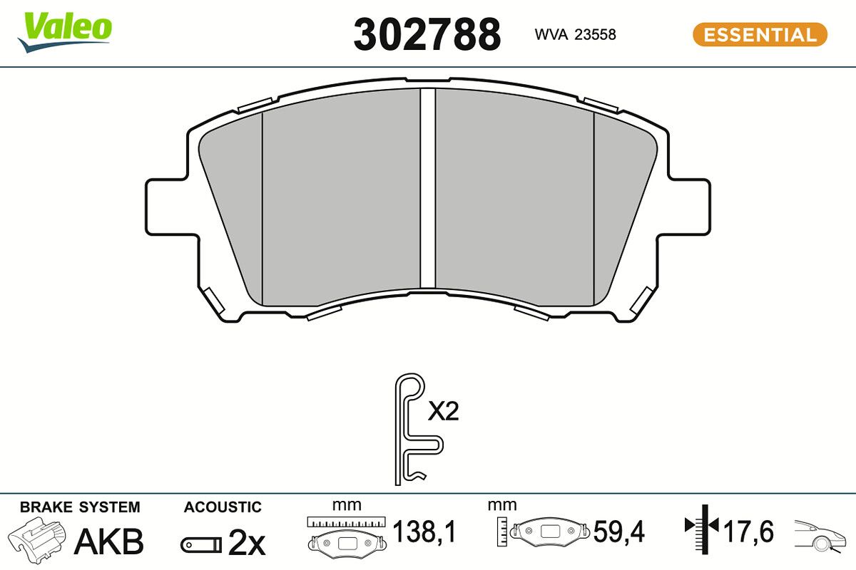 VALEO 302788 Brake pad set, disc brake
