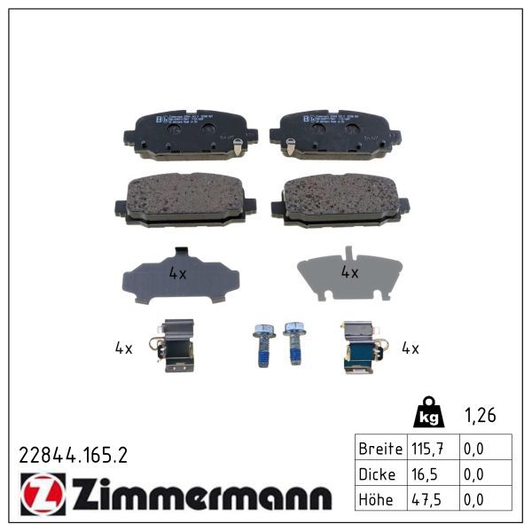ZIMMERMANN 22844.165.2 Brake pad set, disc brake