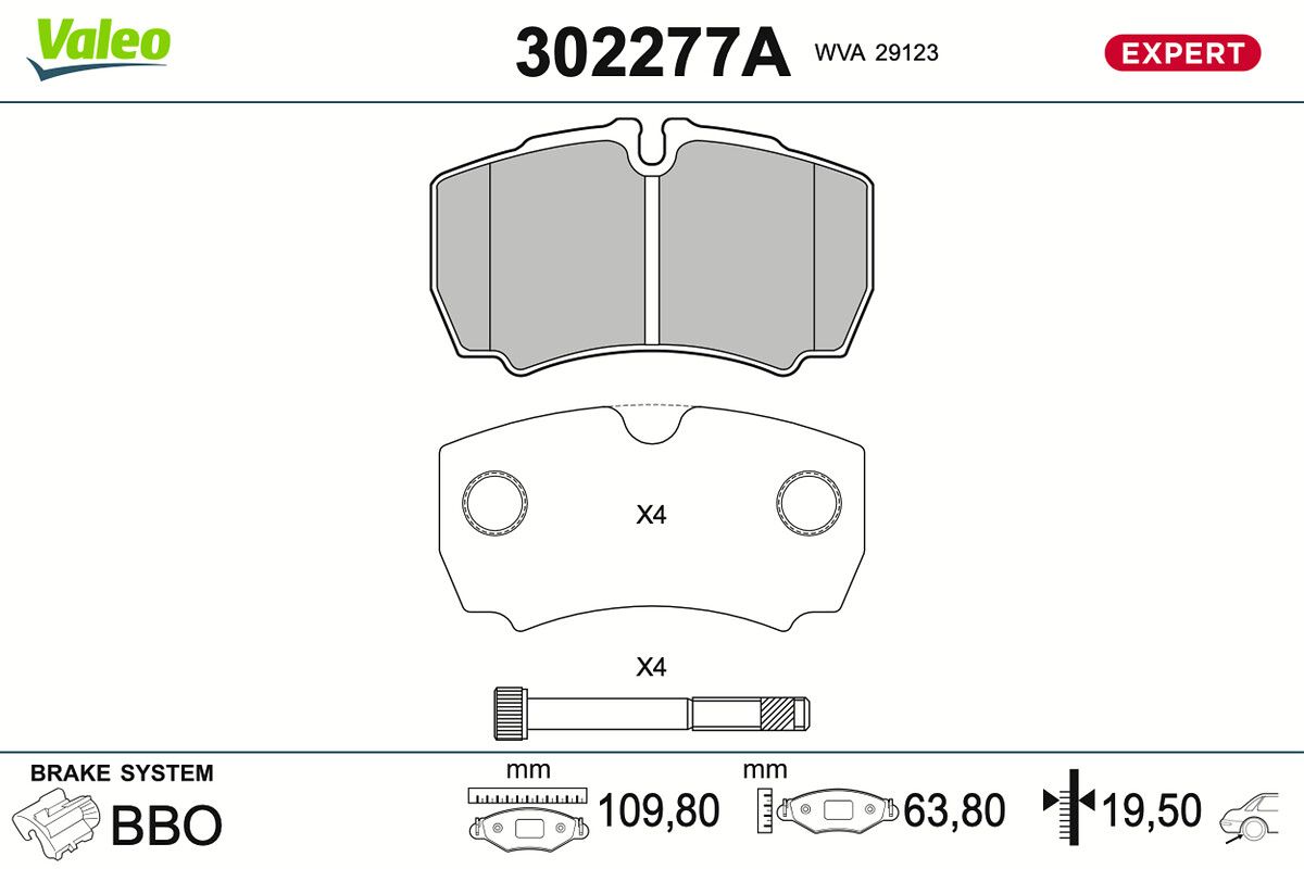 VALEO 302277A Brake pad set, disc brake