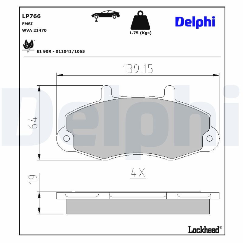DELPHI LP766 Brake pad set, disc brake