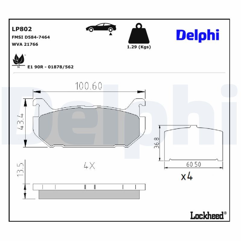 DELPHI LP802 Brake pad set, disc brake