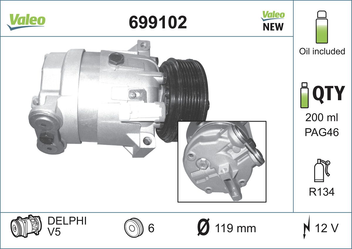 VALEO 699102 Compressor, air conditioning