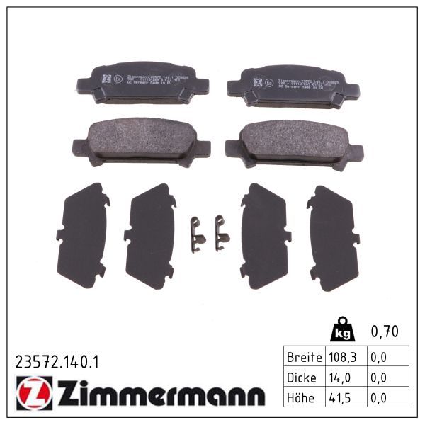 ZIMMERMANN 23572.140.1 Brake pad set, disc brake