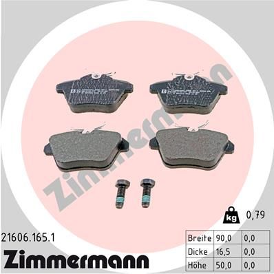 ZIMMERMANN 21606.165.1 Brake pad set, disc brake