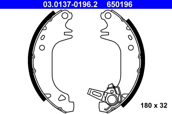 ATE 03.0137-0196.2 Brake shoe set
