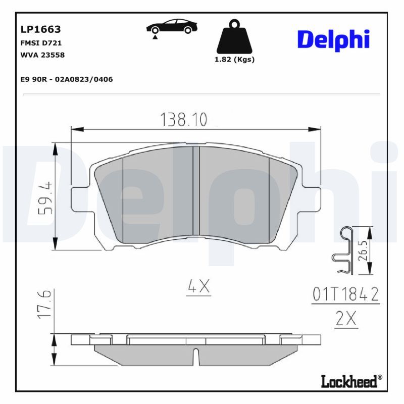 DELPHI LP1663 Brake pad set, disc brake