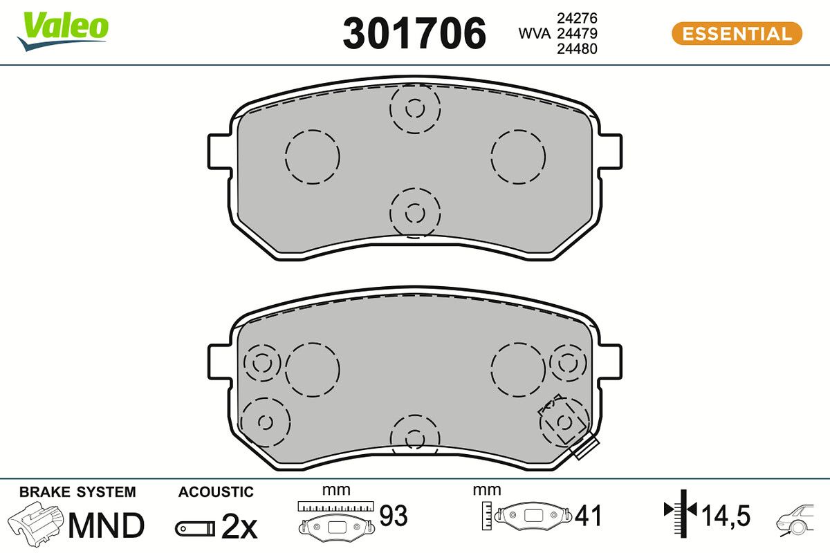 VALEO 301706 Brake pad set, disc brake