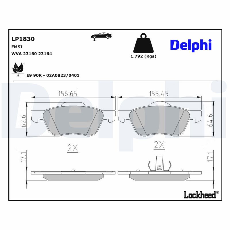 DELPHI LP1830 Brake pad set, disc brake