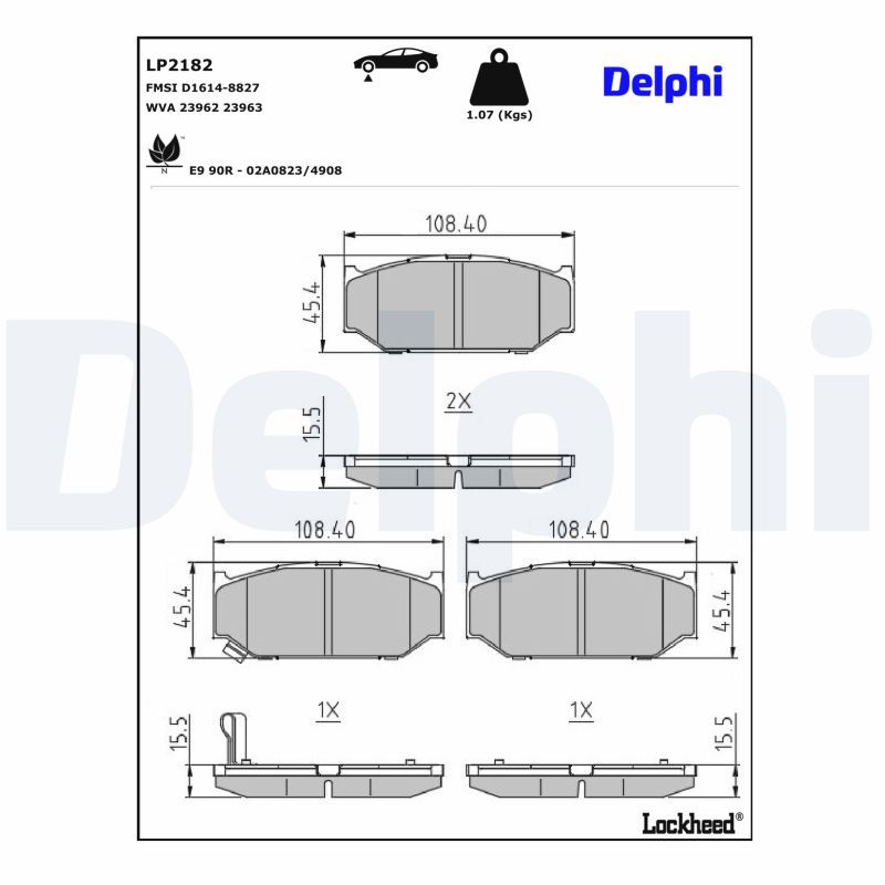 DELPHI LP2182 Brake pad set, disc brake