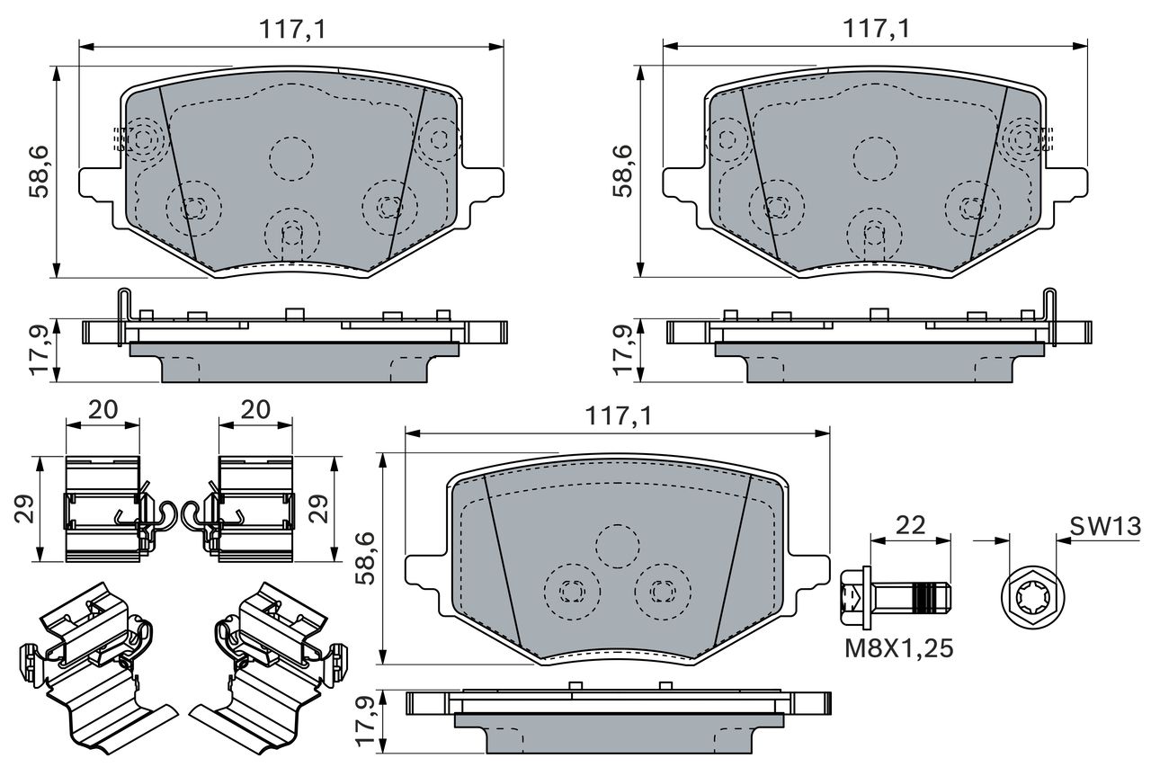 BOSCH 0 986 460 283 Brake pad set, disc brake