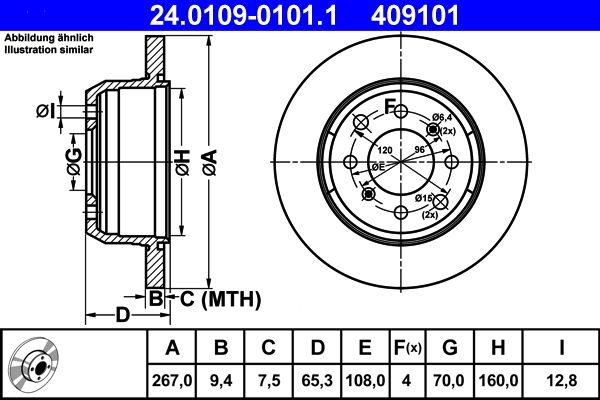 ATE 24.0109-0101.1 Brake disc