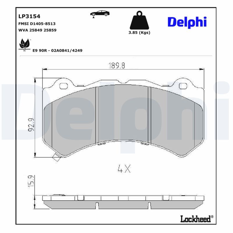 DELPHI LP3154 Brake pad set, disc brake