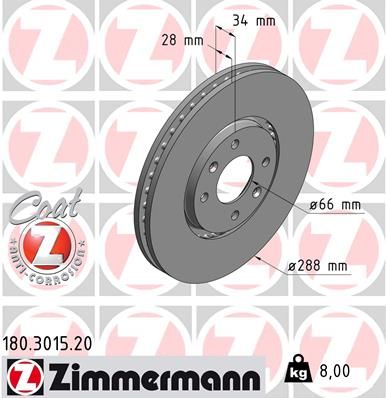 ZIMMERMANN 180.3015.20 Brake disc
