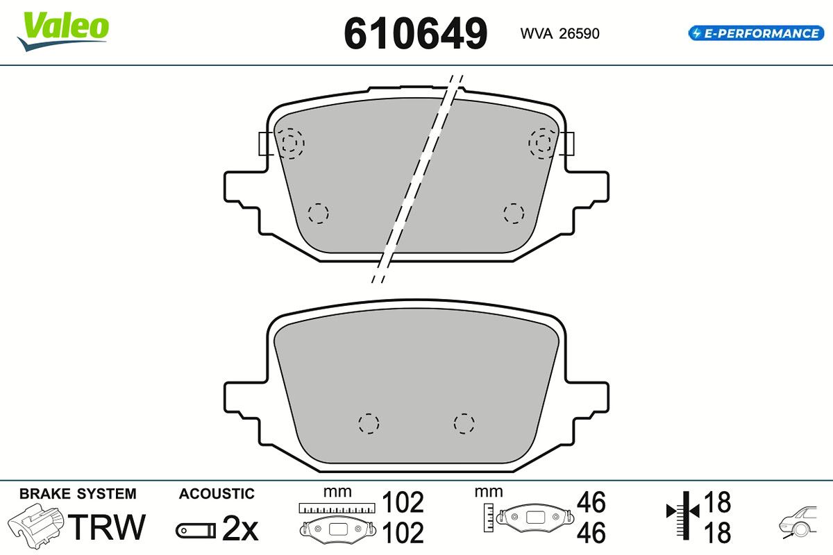 VALEO 610649 Brake pad set, disc brake