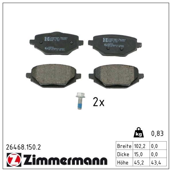 ZIMMERMANN 26468.150.2 Brake pad set, disc brake