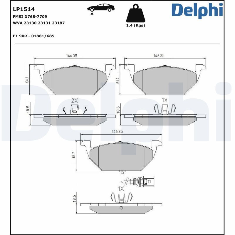 DELPHI LP1514 Brake pad set, disc brake