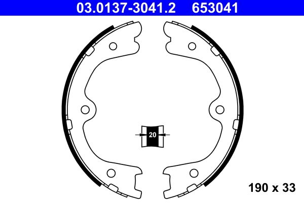 ATE 03.0137-3041.2 Brake shoe set, parking brake