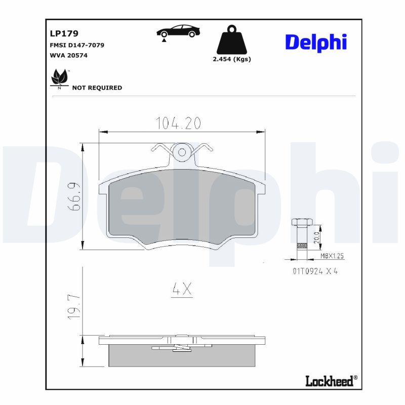 DELPHI LP179 Brake pad set, disc brake