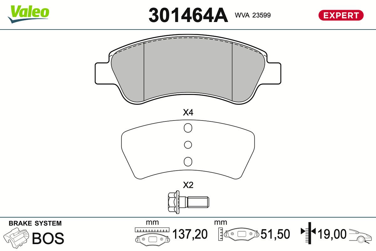 VALEO 301464A Brake pad set, disc brake