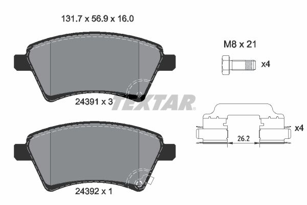 TEXTAR 2439101 Brake pad set, disc brake