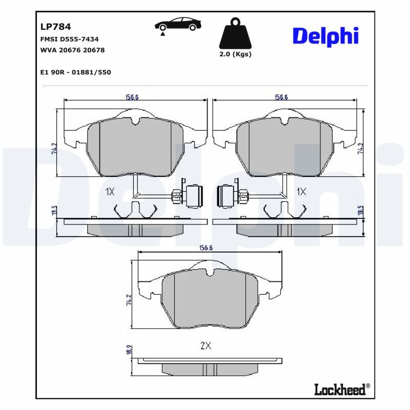 DELPHI LP784 Brake pad set, disc brake