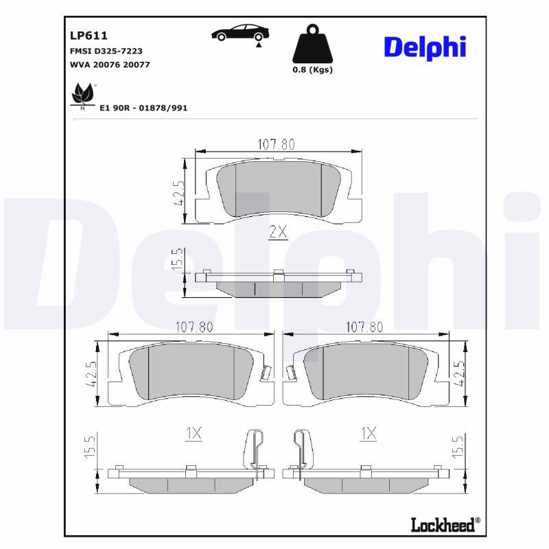 DELPHI LP611 Brake pad set, disc brake
