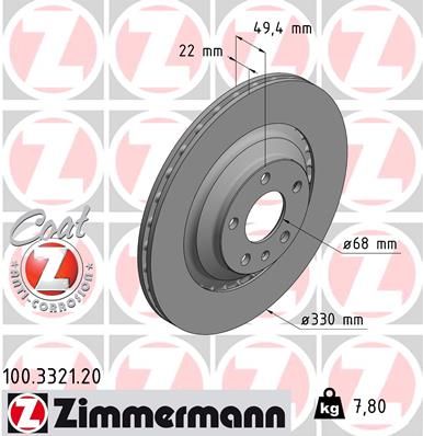 ZIMMERMANN 100.3321.20 Brake disc